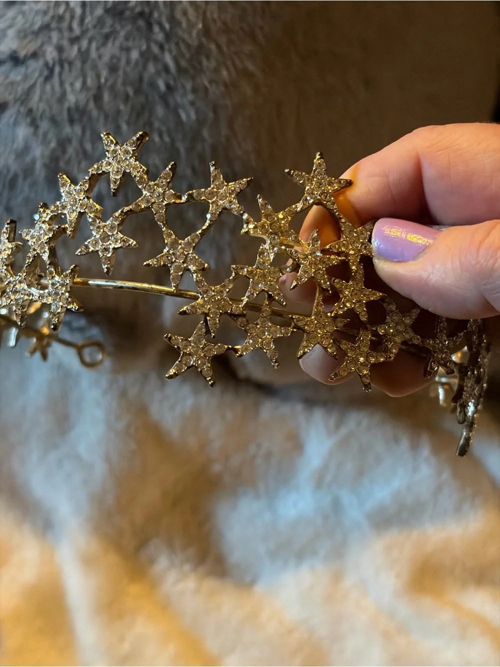 Rhinestone Starburst Tiara- Silver Tone